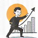 Icono de una persona feliz con un gráfico ascendente.